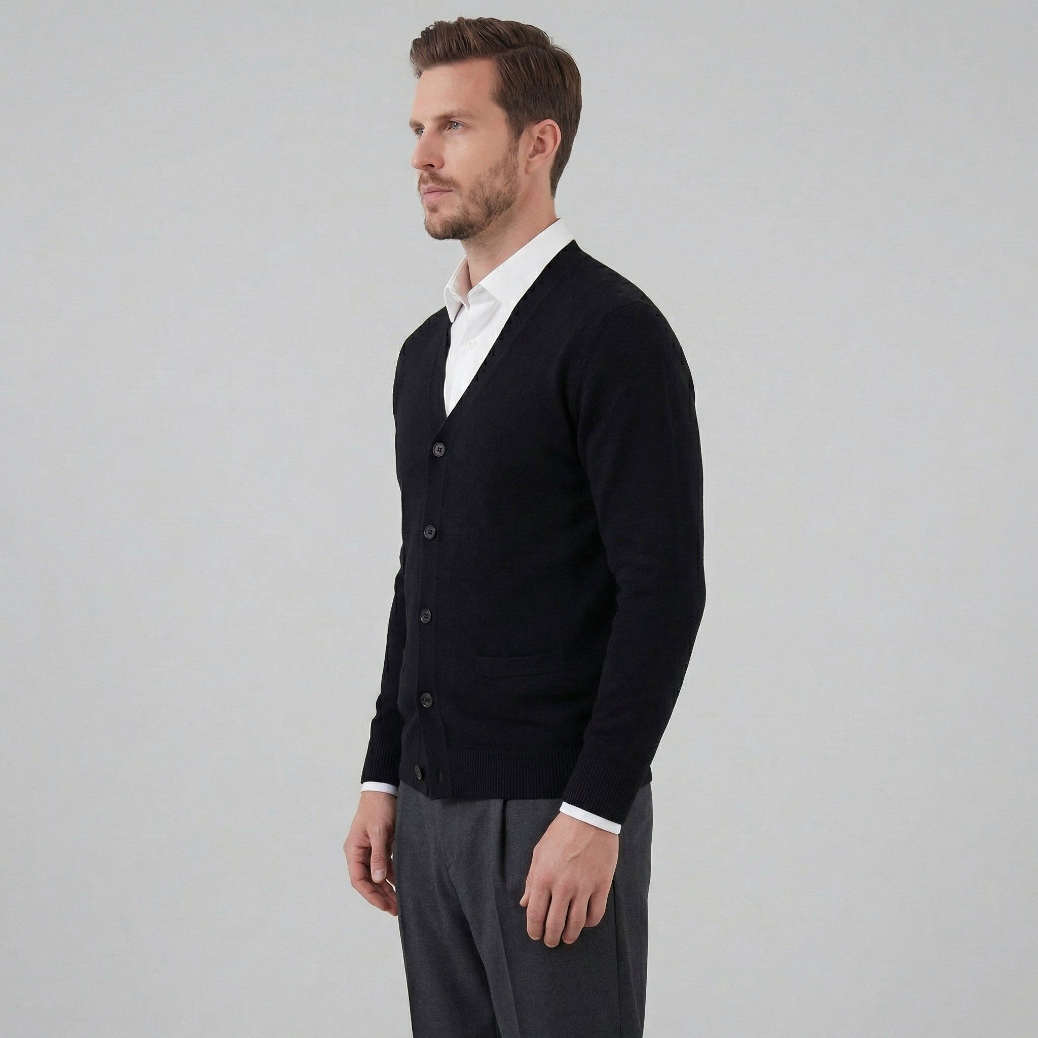 Men's Knit V-Neck Cardigan | Ned_6