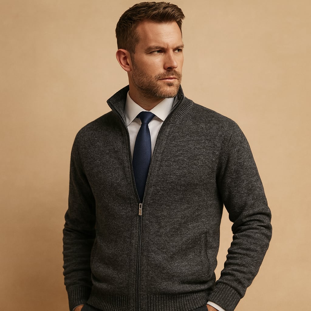 Men's Zip Up Knit Cardigan | Lenny_2