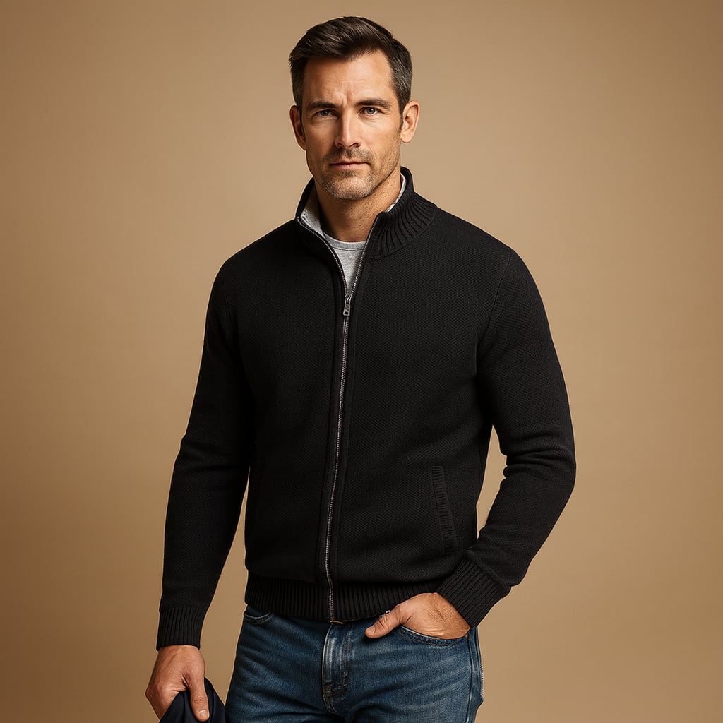 Men's Zip Up Knit Cardigan | Lenny_3
