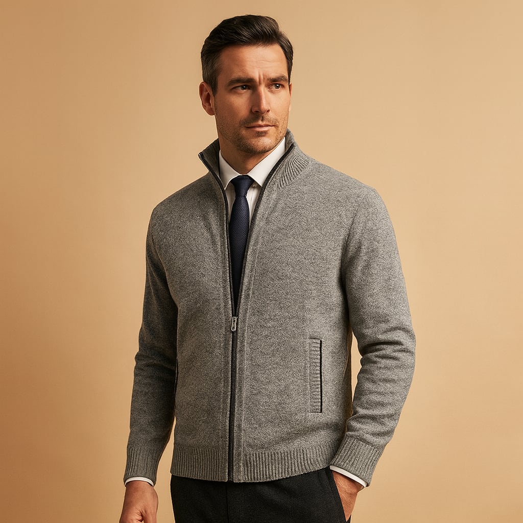 Men's Zip Up Knit Cardigan | Lenny_4