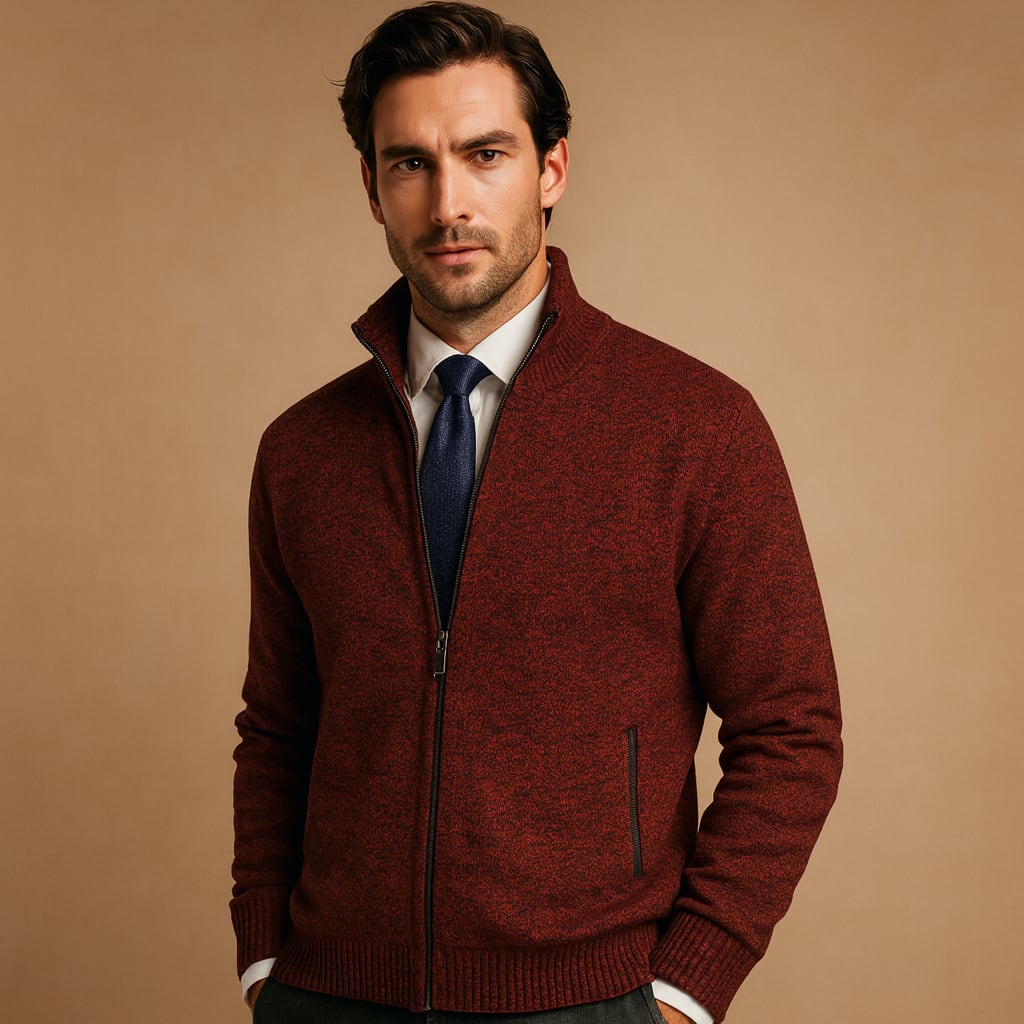Men's Zip Up Knit Cardigan | Lenny_6