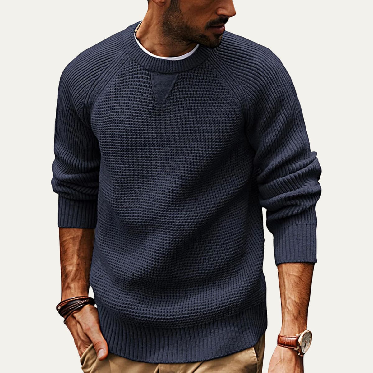 Men's Ribbed Cotton Jumper | Luca_7