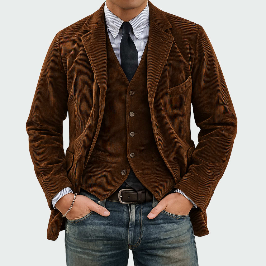 Men's Corduroy Blazer and Waistcoat | Edric_3