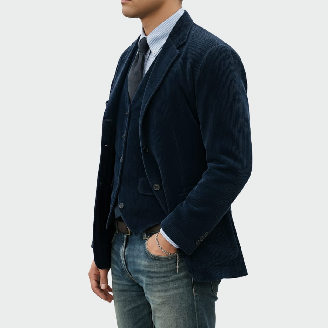 Men's Corduroy Blazer and Waistcoat | Edric_5