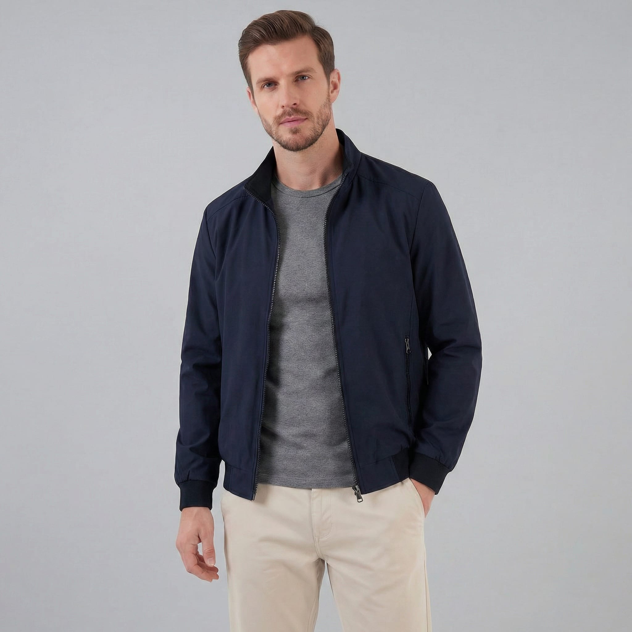Men's Lightweight Stand Collar Jacket | Nathan_11