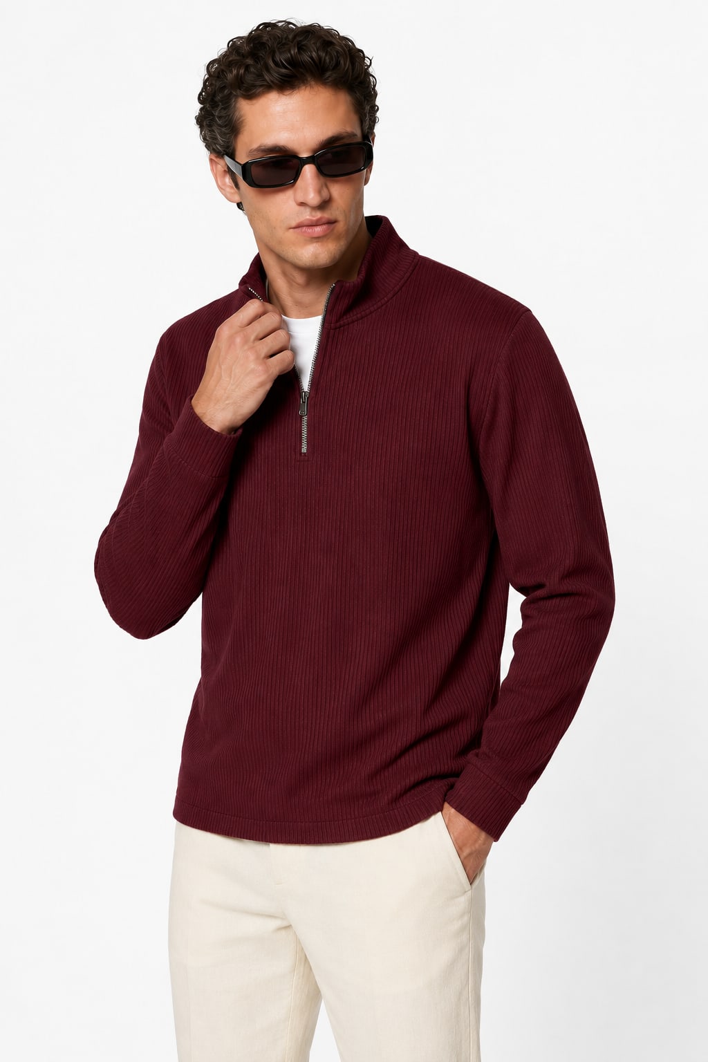 Men's Ribbed Half-Zip Jumper | Noel_3
