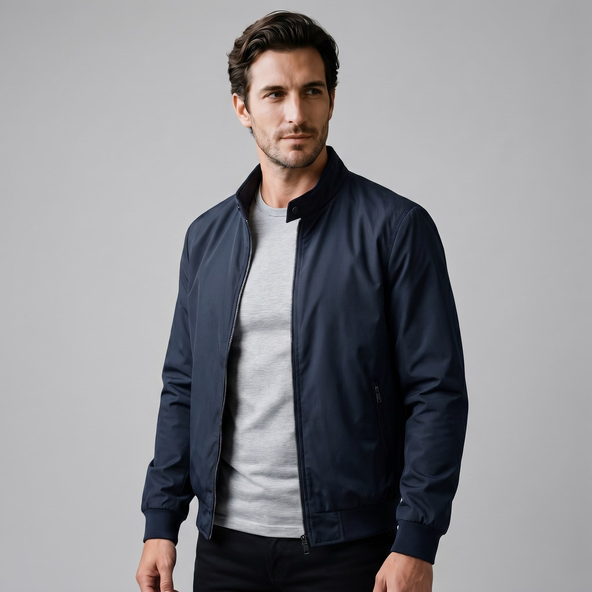 Men's Slim Fit Padded Bomber Jacket | Leon_16