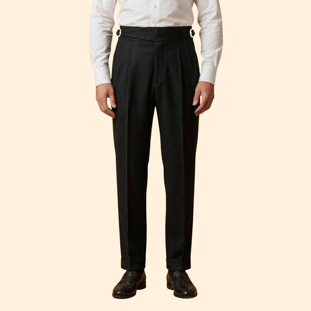 Men's High Waisted Pleated Trousers | Timothy_2