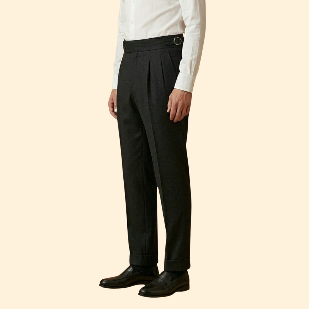 Men's High Waisted Pleated Trousers | Timothy_4