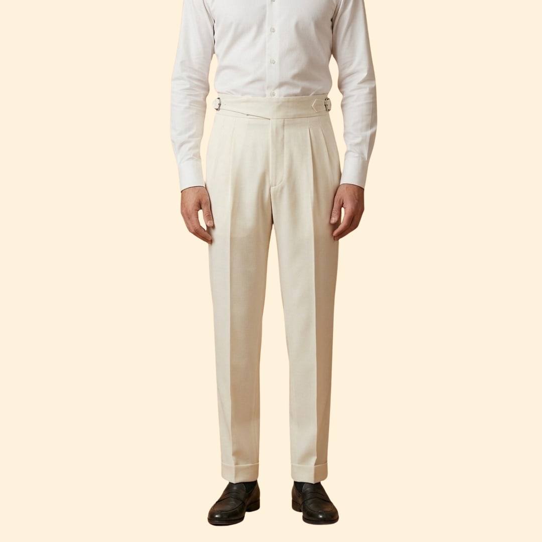 Men's High Waisted Pleated Trousers | Timothy_6