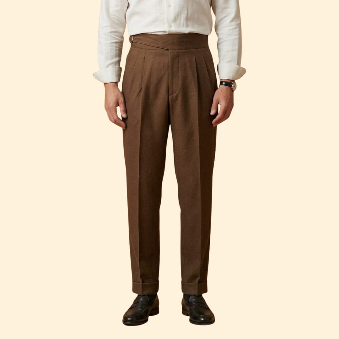 Men's High Waisted Pleated Trousers | Timothy_7