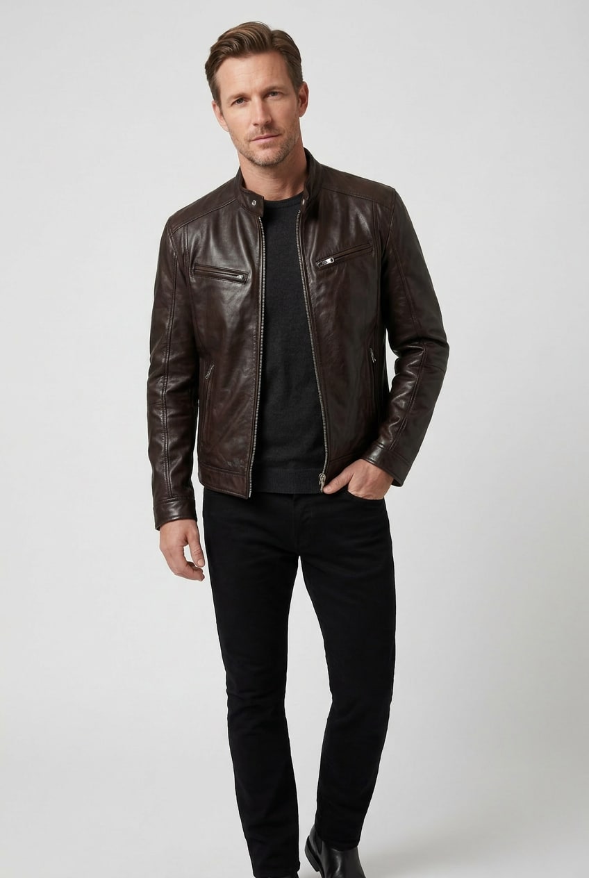 Men's Faux Leather Biker Jacket | Denholm_6