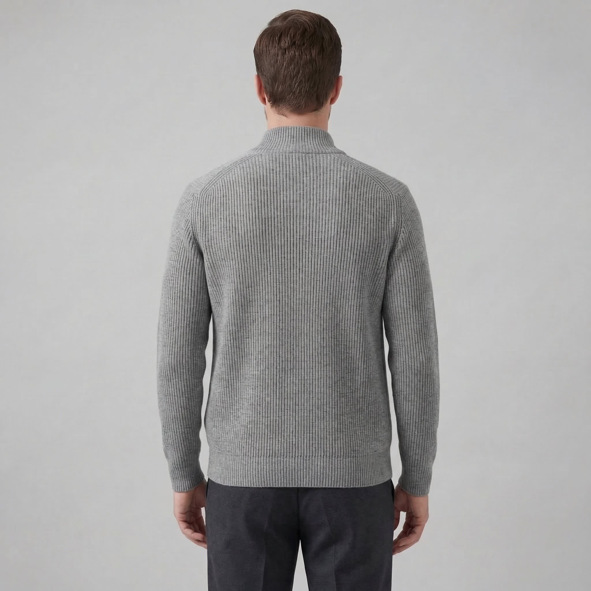 Men's Funnel Neck Zip Up Cardigan | Kai_13