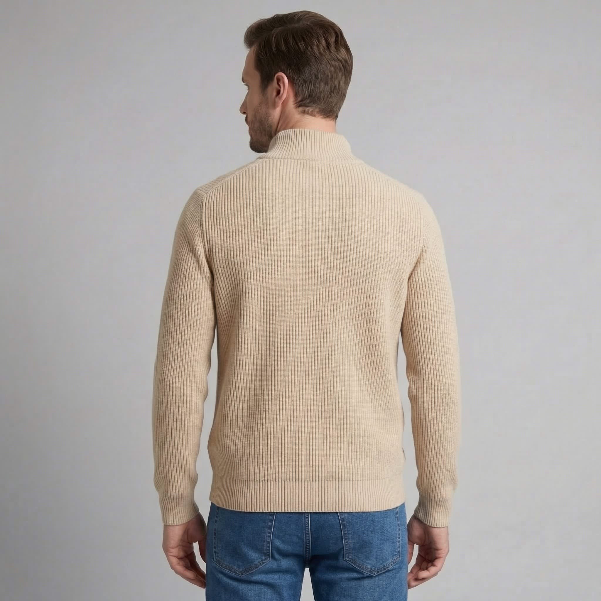 Men's Funnel Neck Zip Up Cardigan | Kai_3