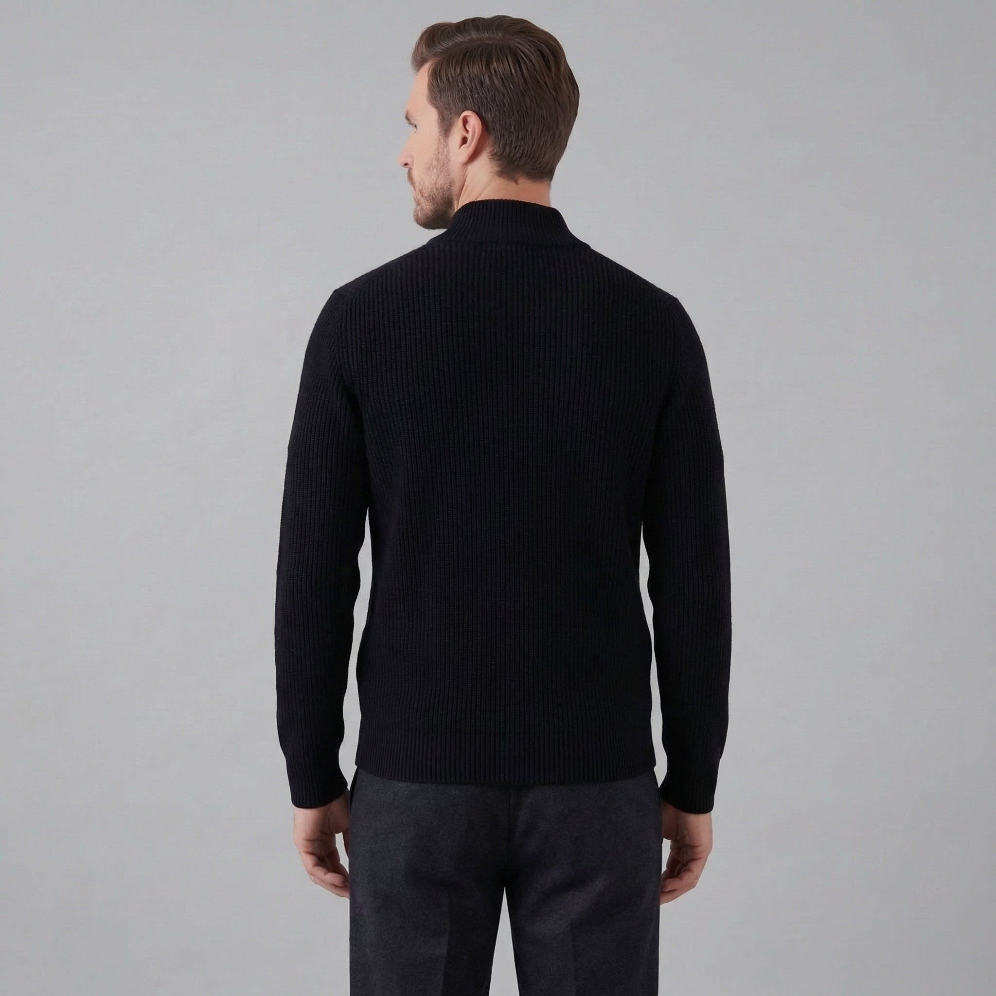Men's Funnel Neck Zip Up Cardigan | Kai_8