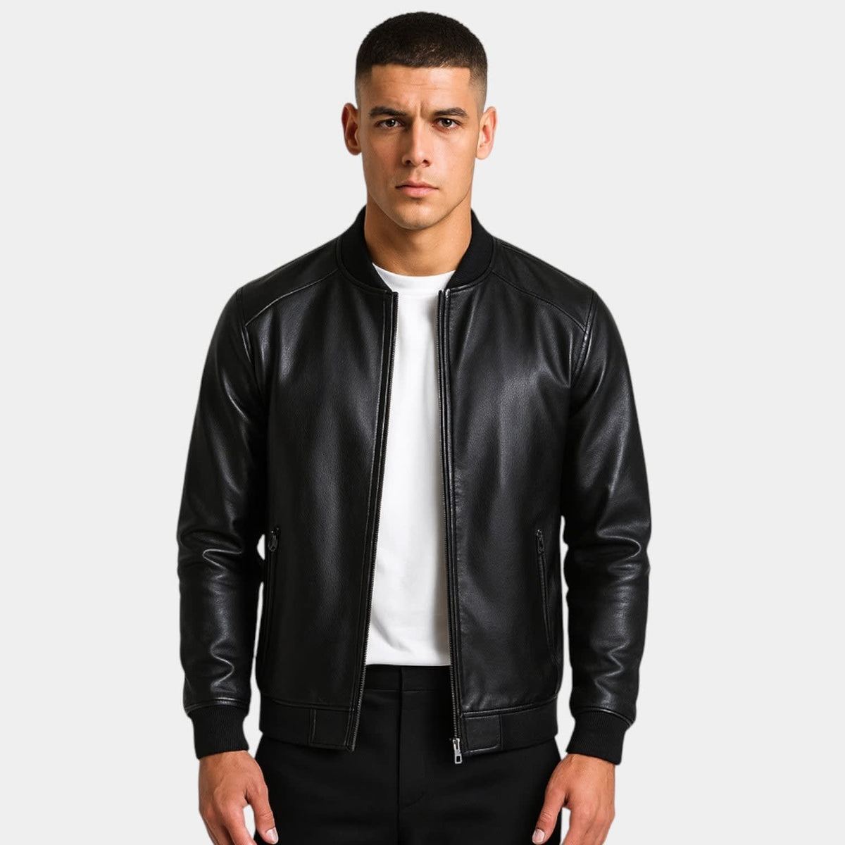 Men's Leather Bomber Jacket | Peter_3