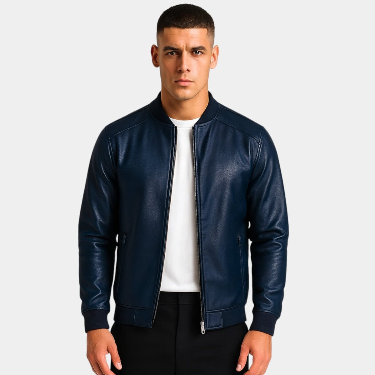 Men's Leather Bomber Jacket | Peter_5