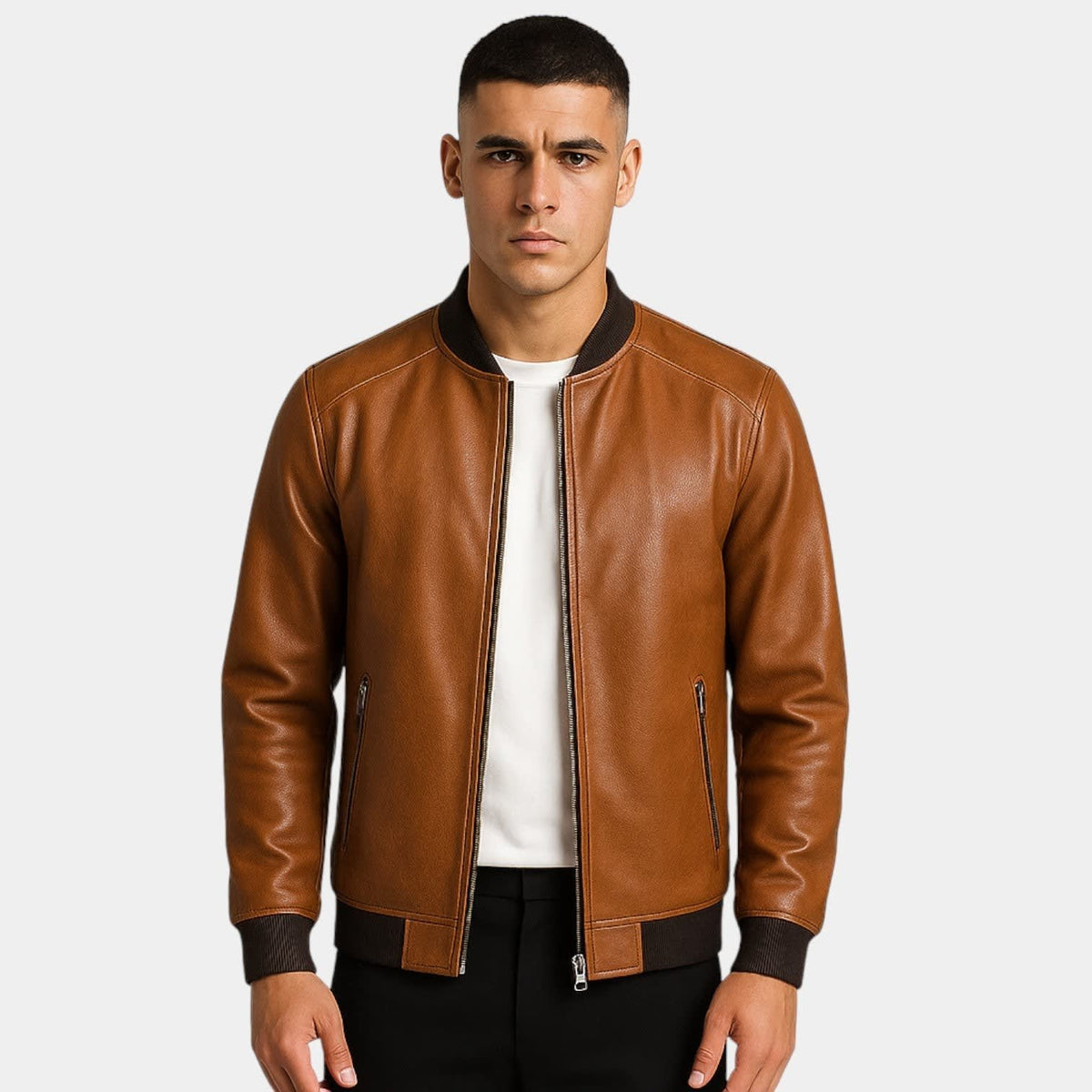 Men's Leather Bomber Jacket | Peter_6