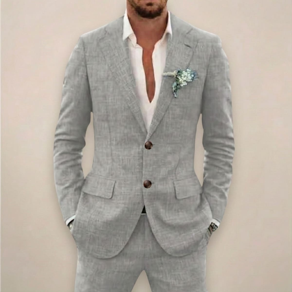 Men's Single Breasted Summer Two Piece Wedding Suit | Gideon_2