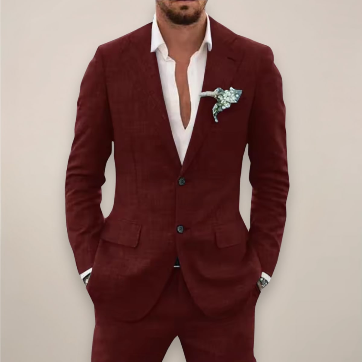 Men's Single Breasted Summer Two Piece Wedding Suit | Gideon_3
