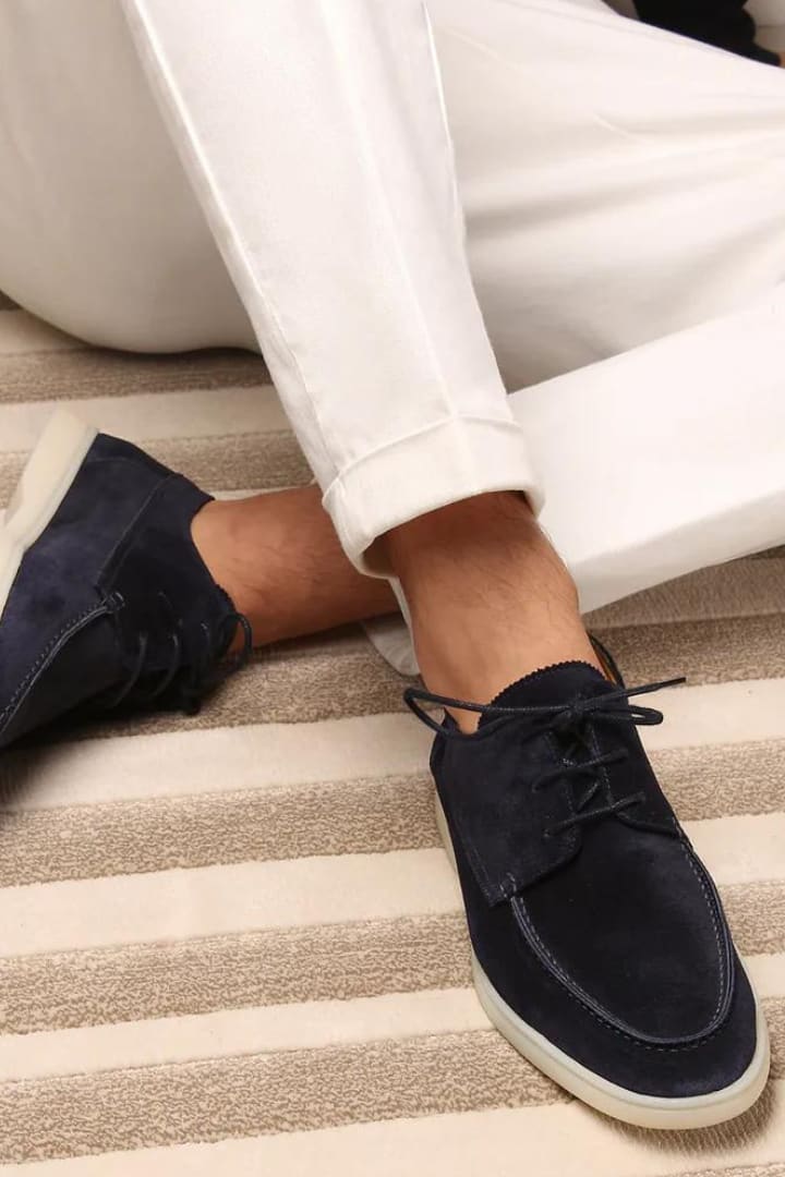 Men's Suede Look Lace-Up Loafers | Leofric_2