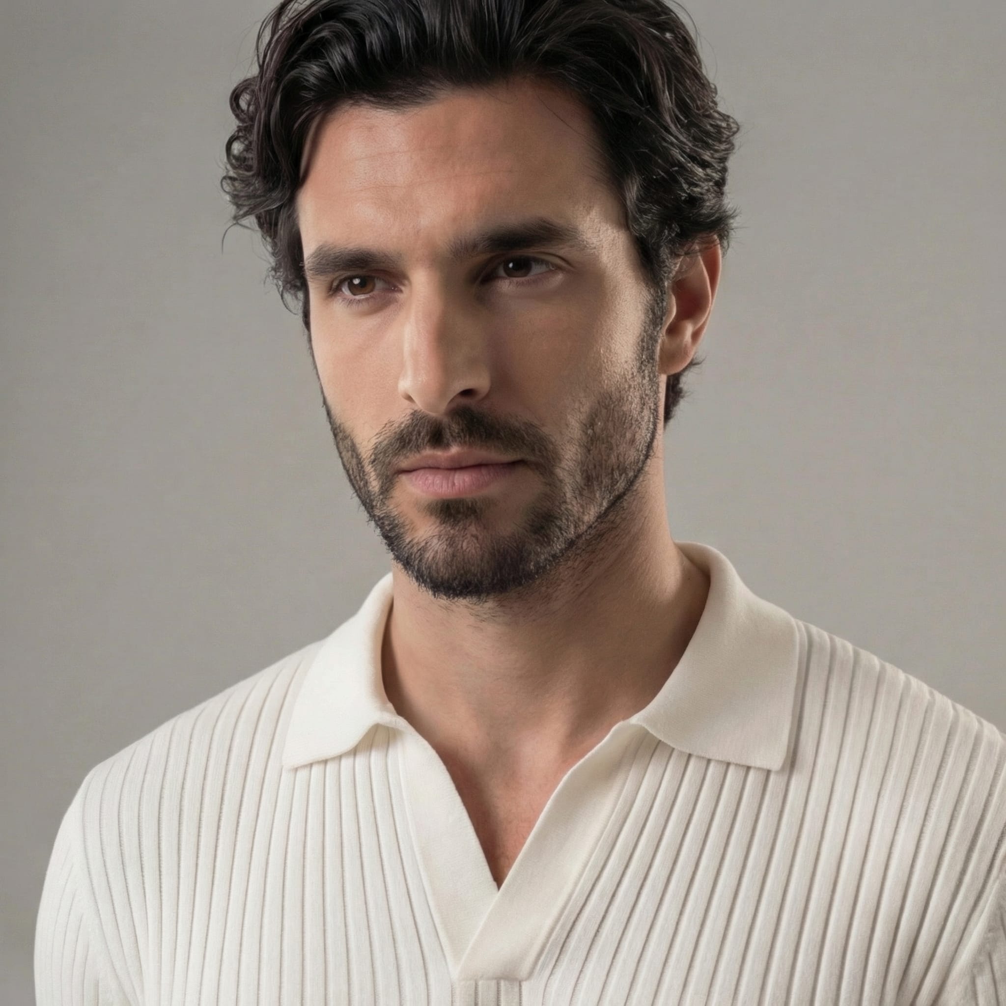 Men's Ribbed Long Sleeve Polo Shirt | Iain_6