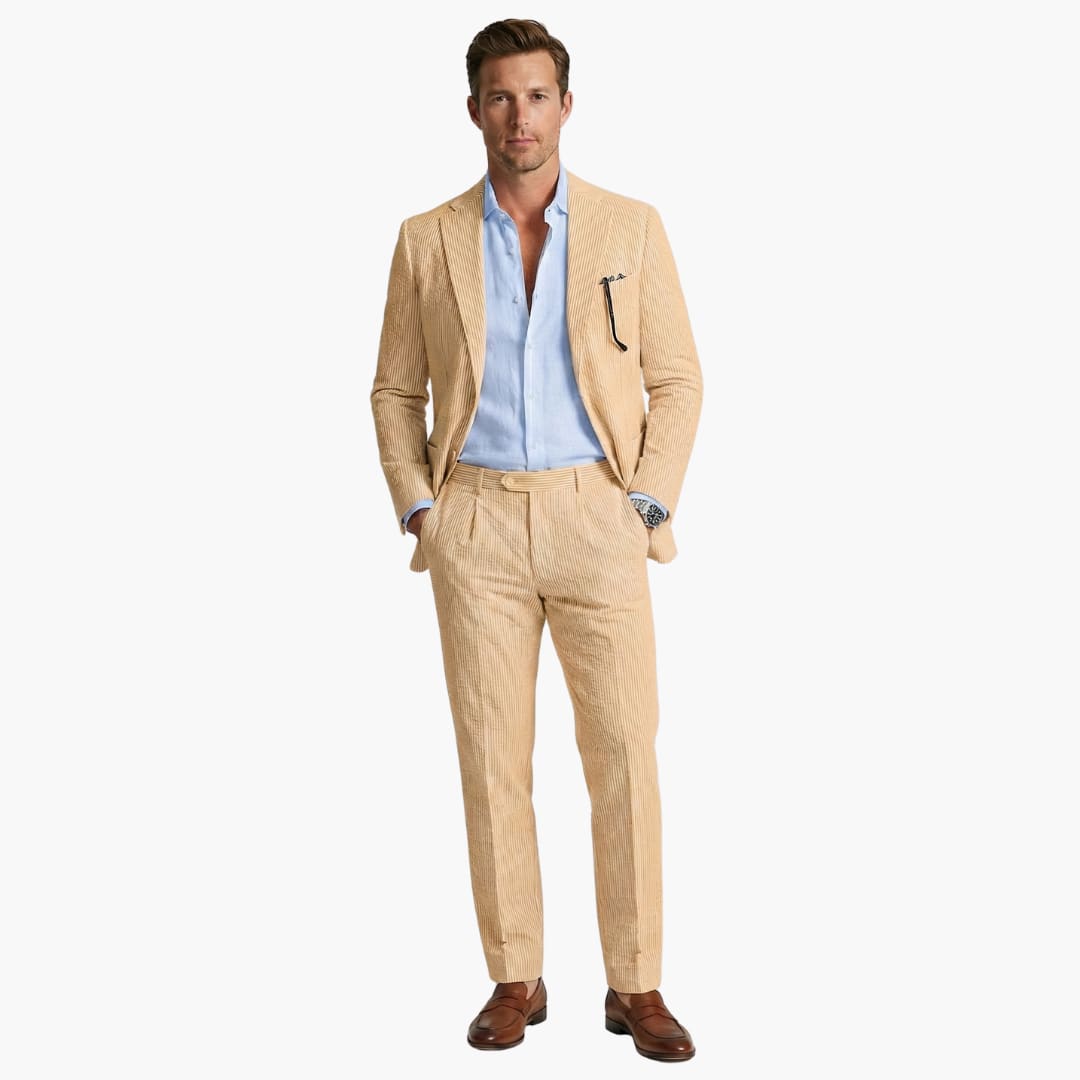 Men's Single Breasted Pinstripe Two Piece Suit | Nathaniel_3