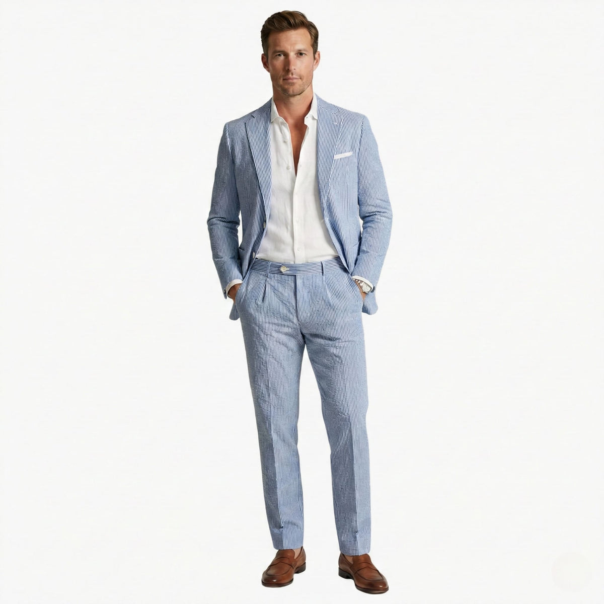 Men's Single Breasted Pinstripe Two Piece Suit | Nathaniel_6