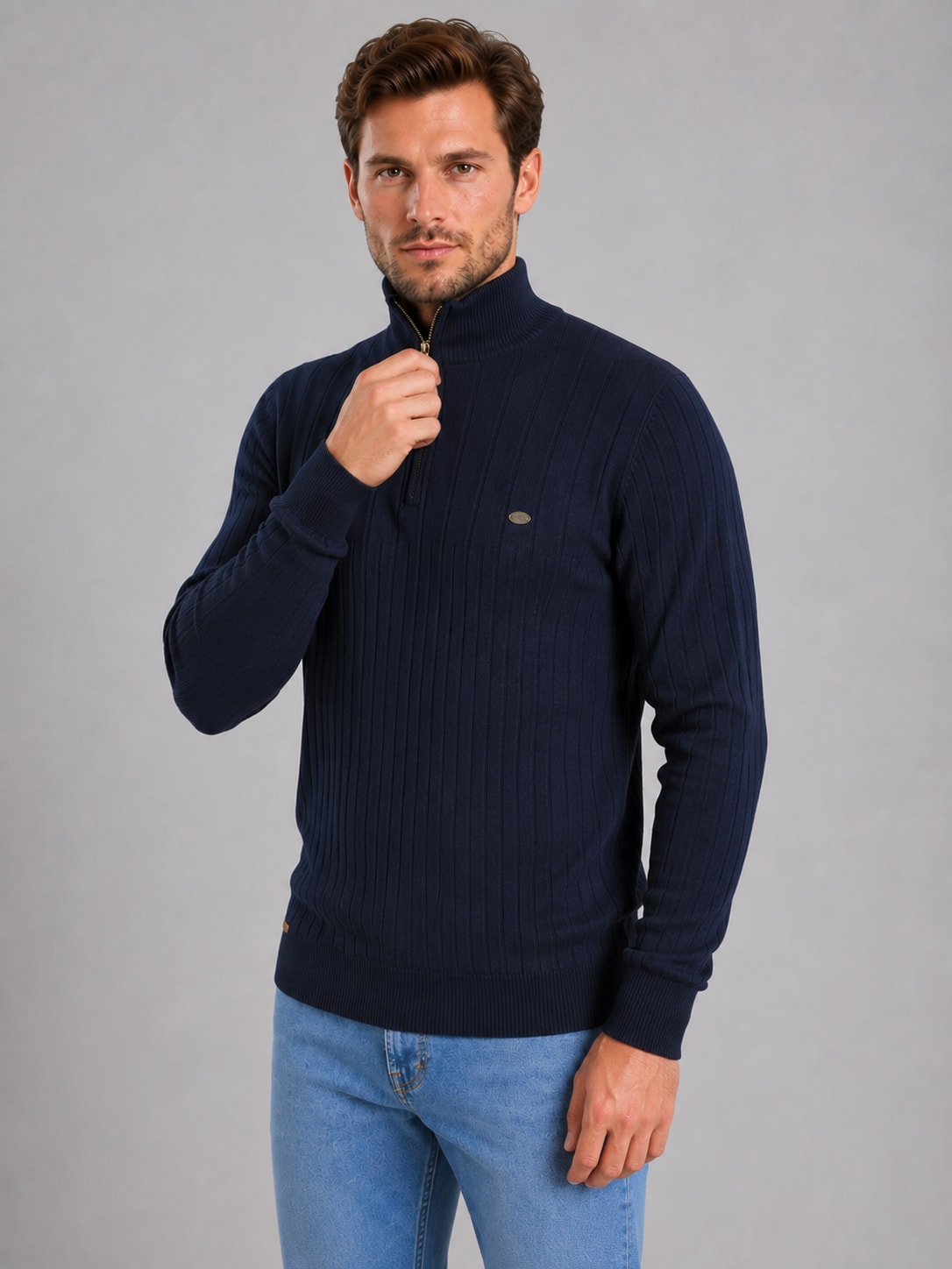 Men's Cotton Quarter Zip Jumper | Alaric_4