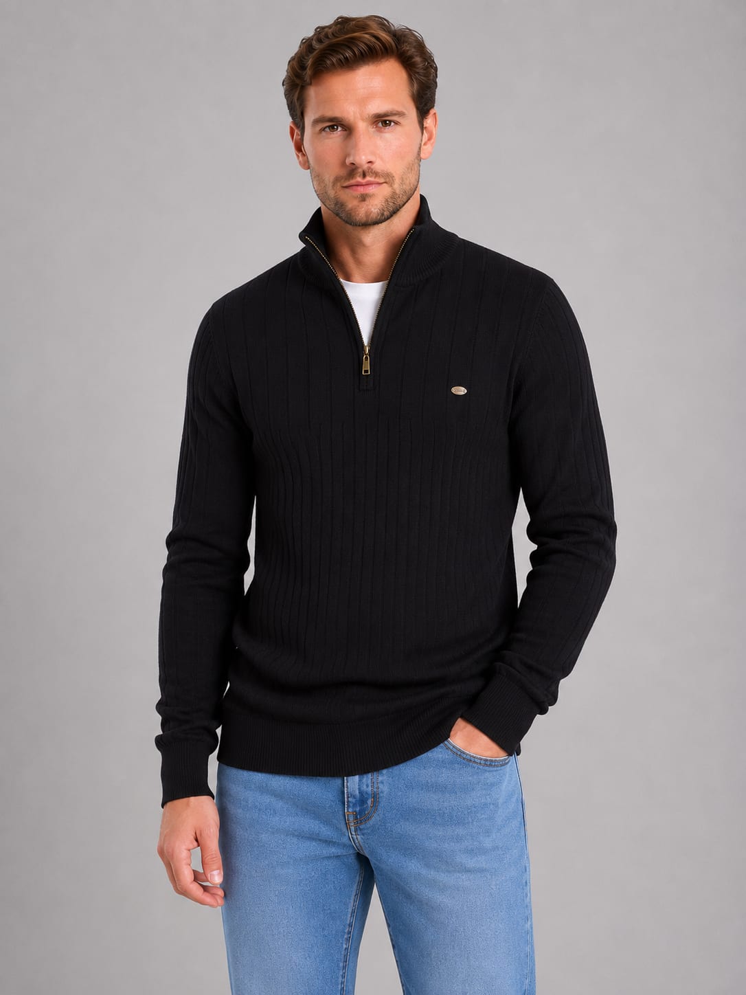 Men's Cotton Quarter Zip Jumper | Alaric_7