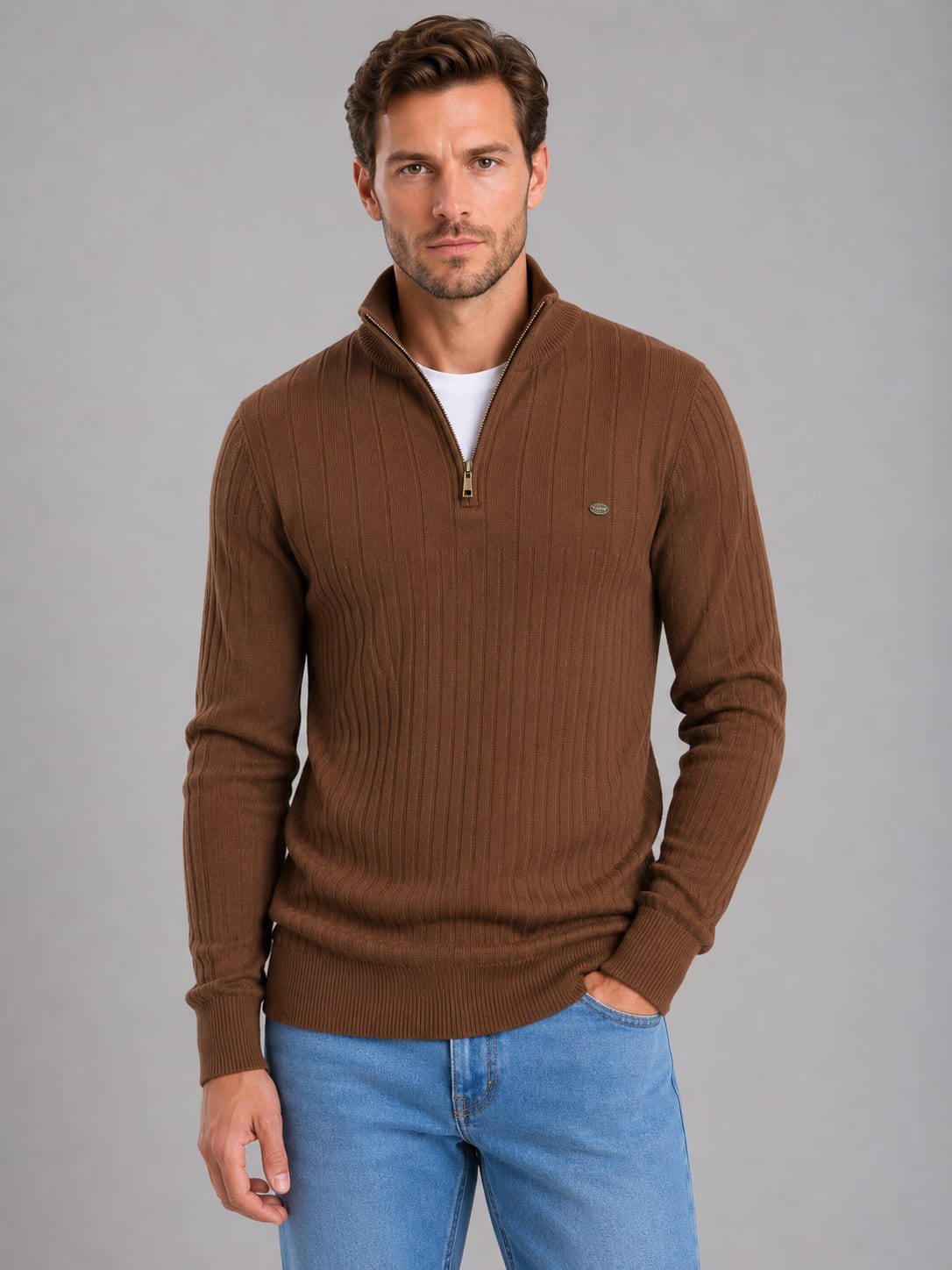 Men's Cotton Quarter Zip Jumper | Alaric_8