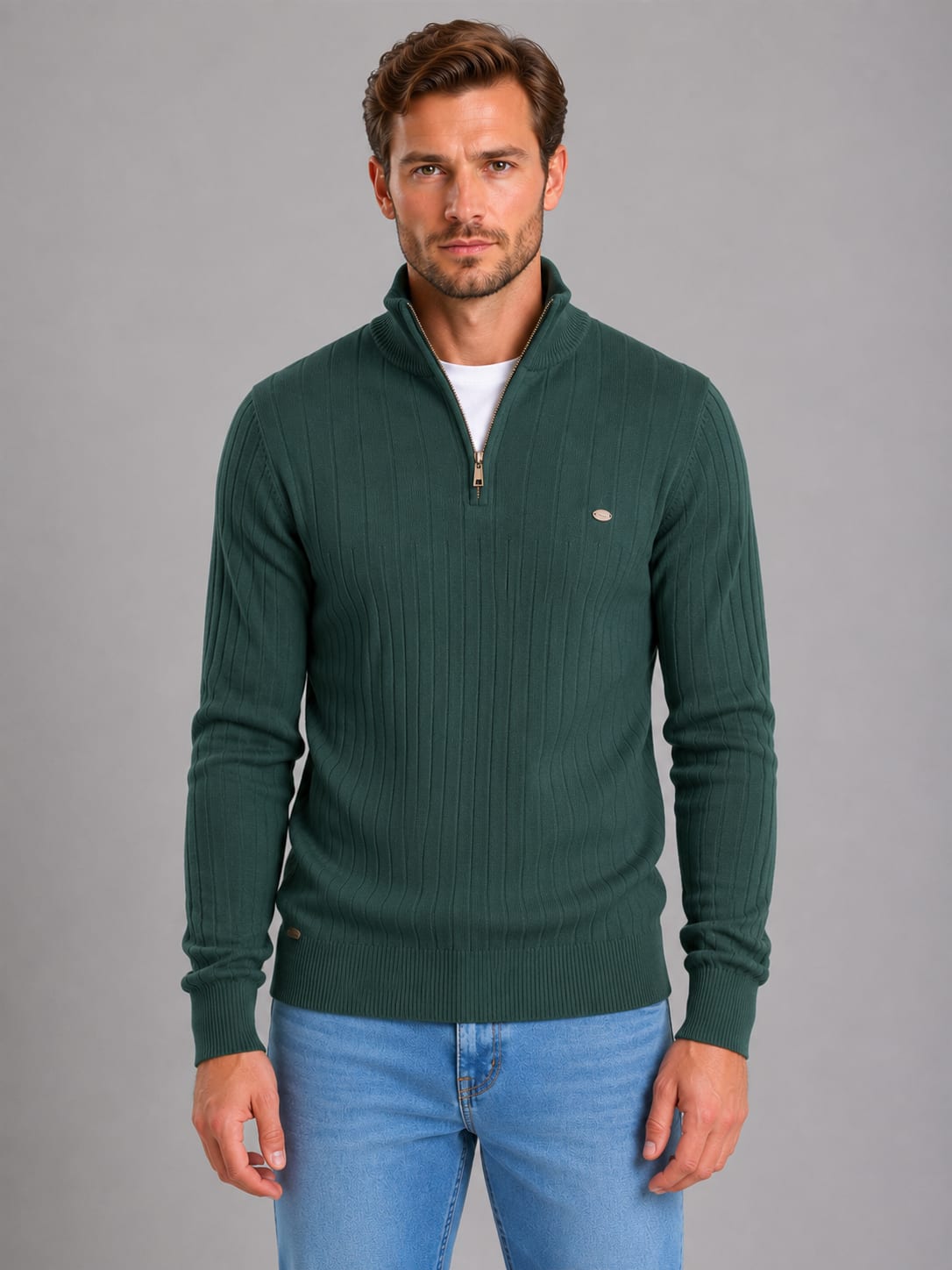 Men's Cotton Quarter Zip Jumper | Alaric_9