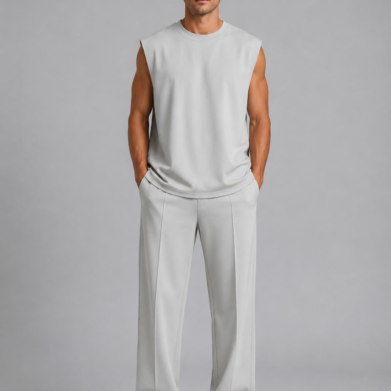 Men's Sleeveless Wide Leg Co-Ord Set | Errol_1