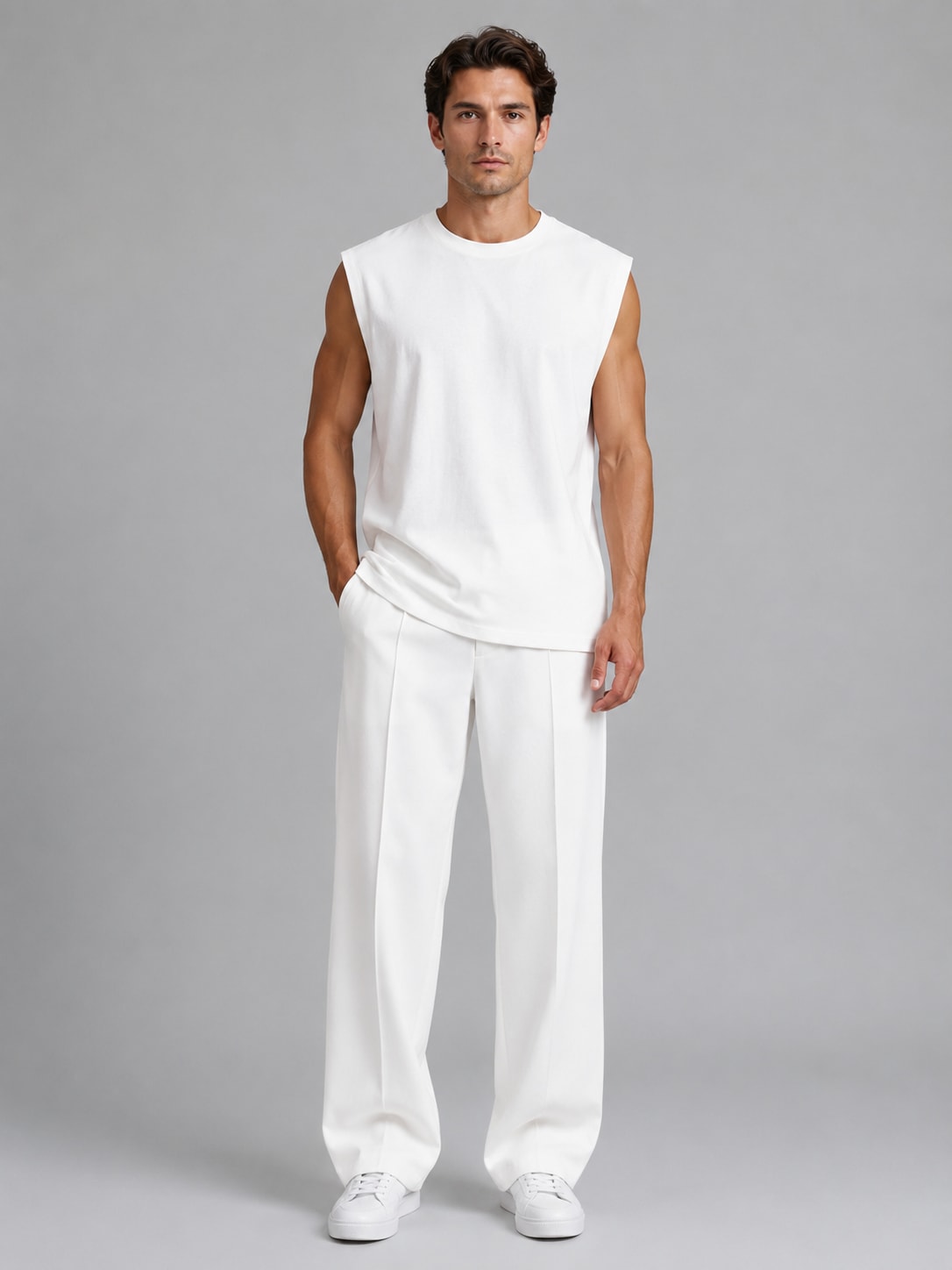 Men's Sleeveless Wide Leg Co-Ord Set | Errol_5