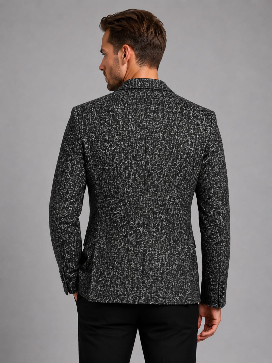 Men's Slim Fit Textured Blazer | Warwick_3