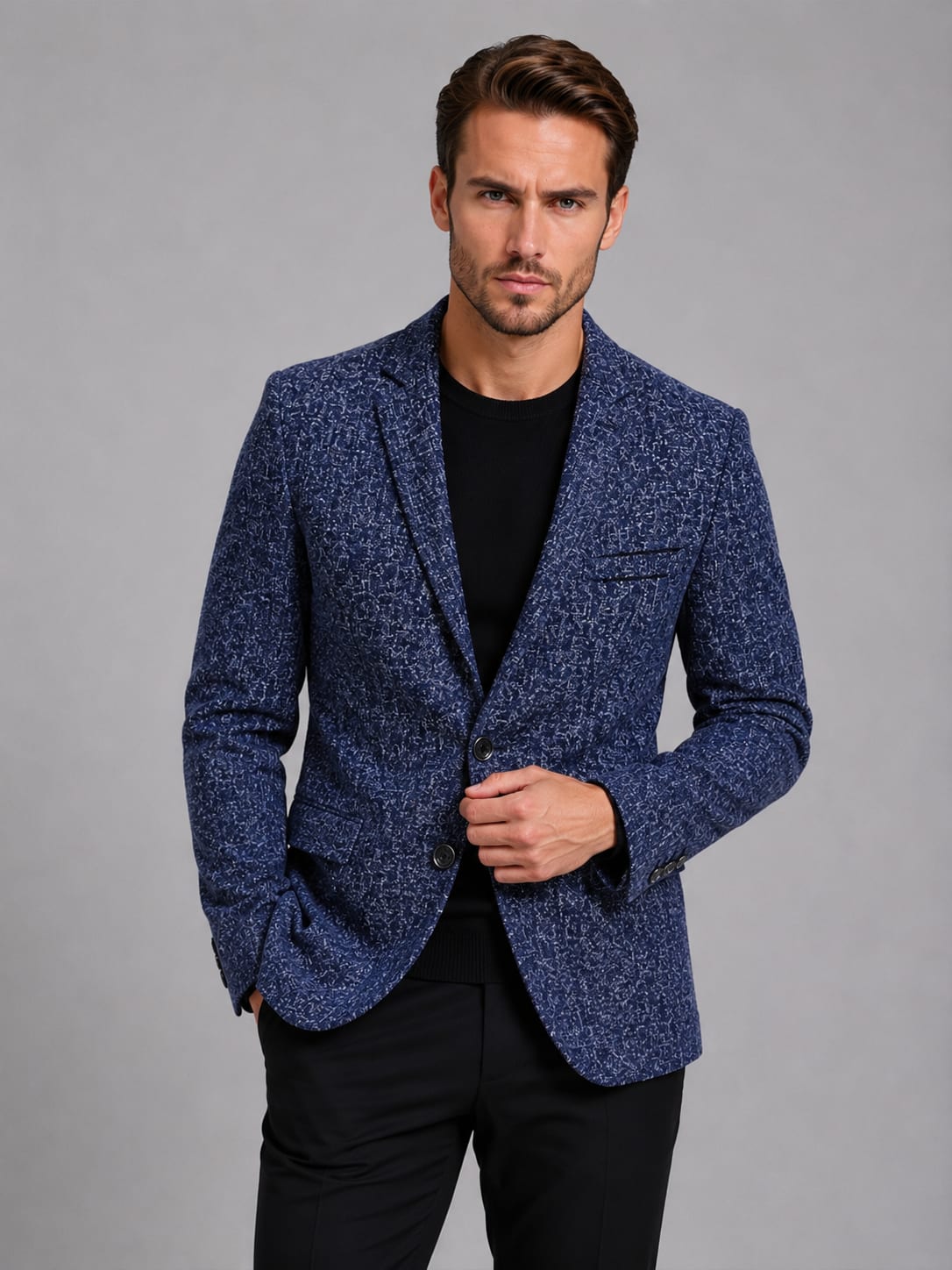 Men's Slim Fit Textured Blazer | Warwick_4