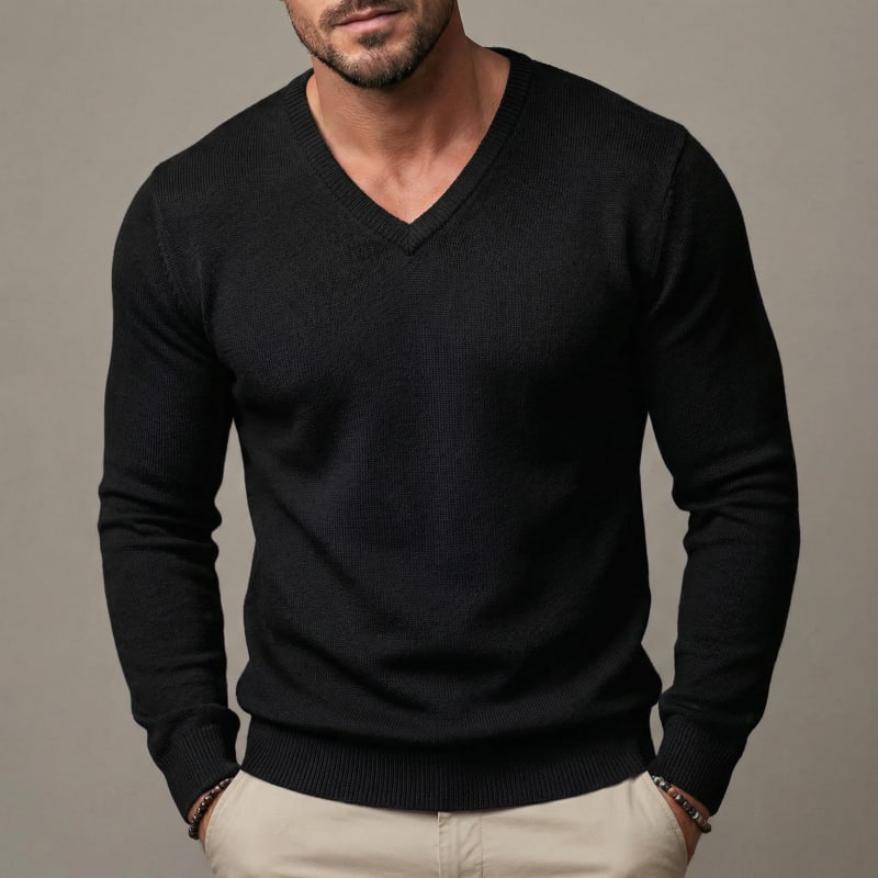 Men's Slim Fit V-Neck Jumper | Anselm_1