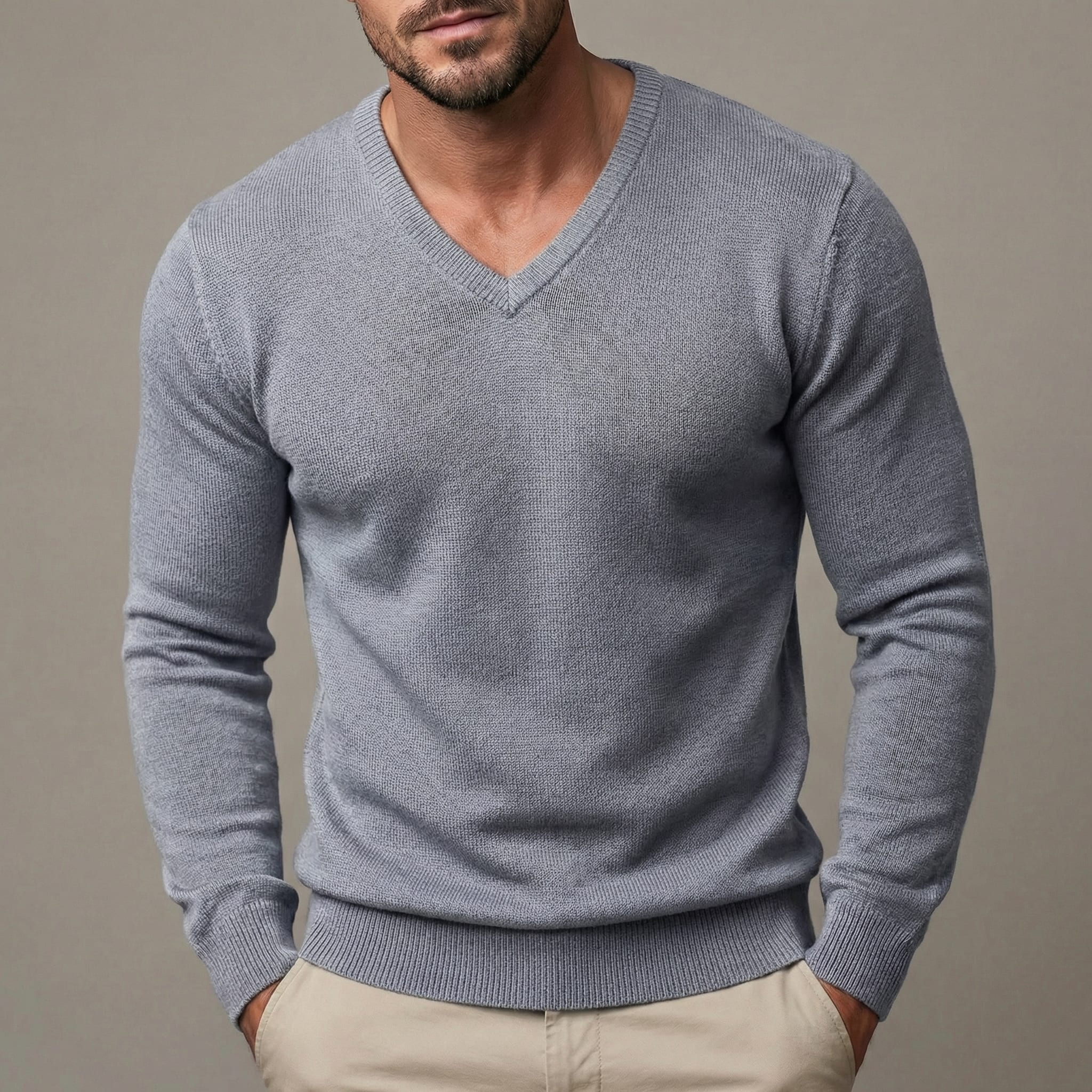 Men's Slim Fit V-Neck Jumper | Anselm_2