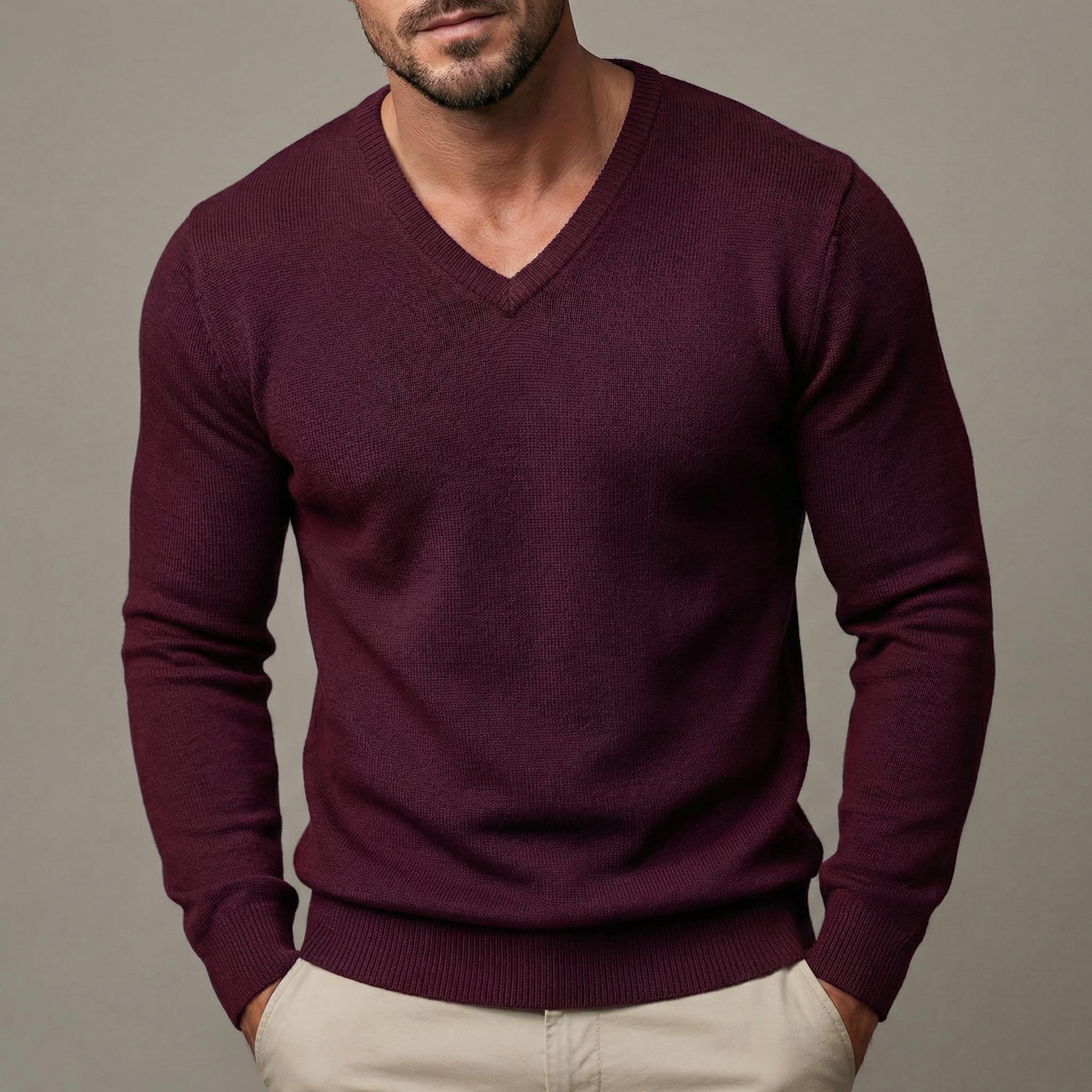 Men's Slim Fit V-Neck Jumper | Anselm_3