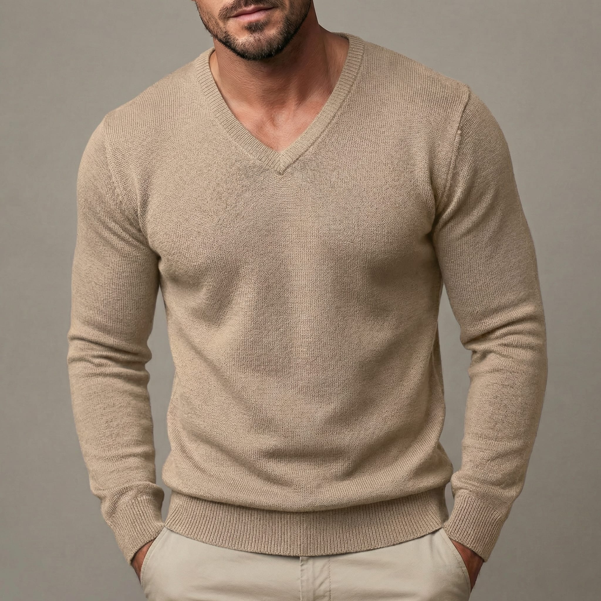 Men's Slim Fit V-Neck Jumper | Anselm_5