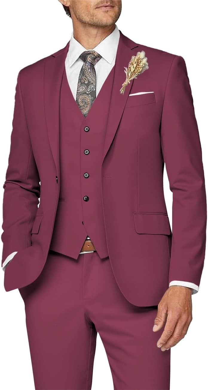 Men's Single Breasted Slim Three Piece Wedding Suit | Edmund_11