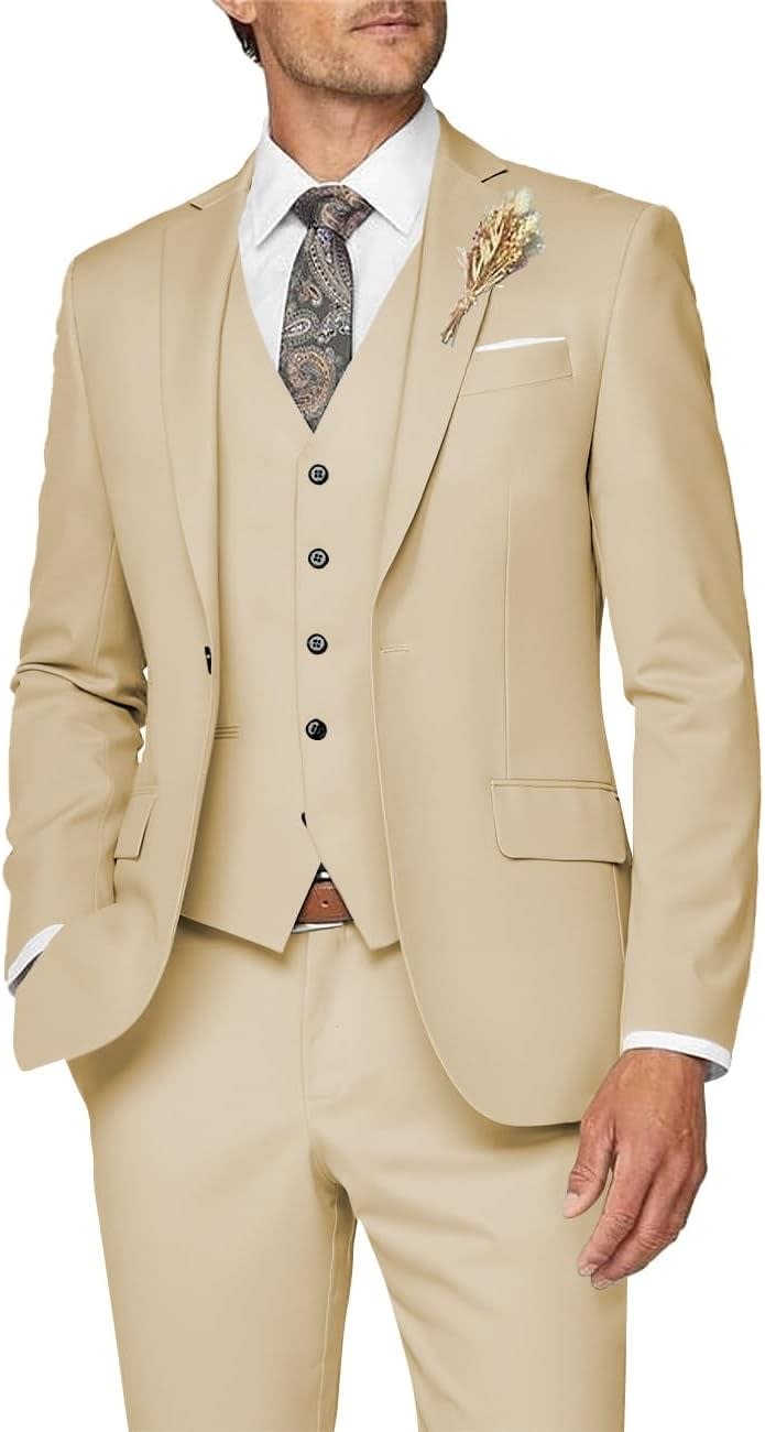 Men's Single Breasted Slim Three Piece Wedding Suit | Edmund_4
