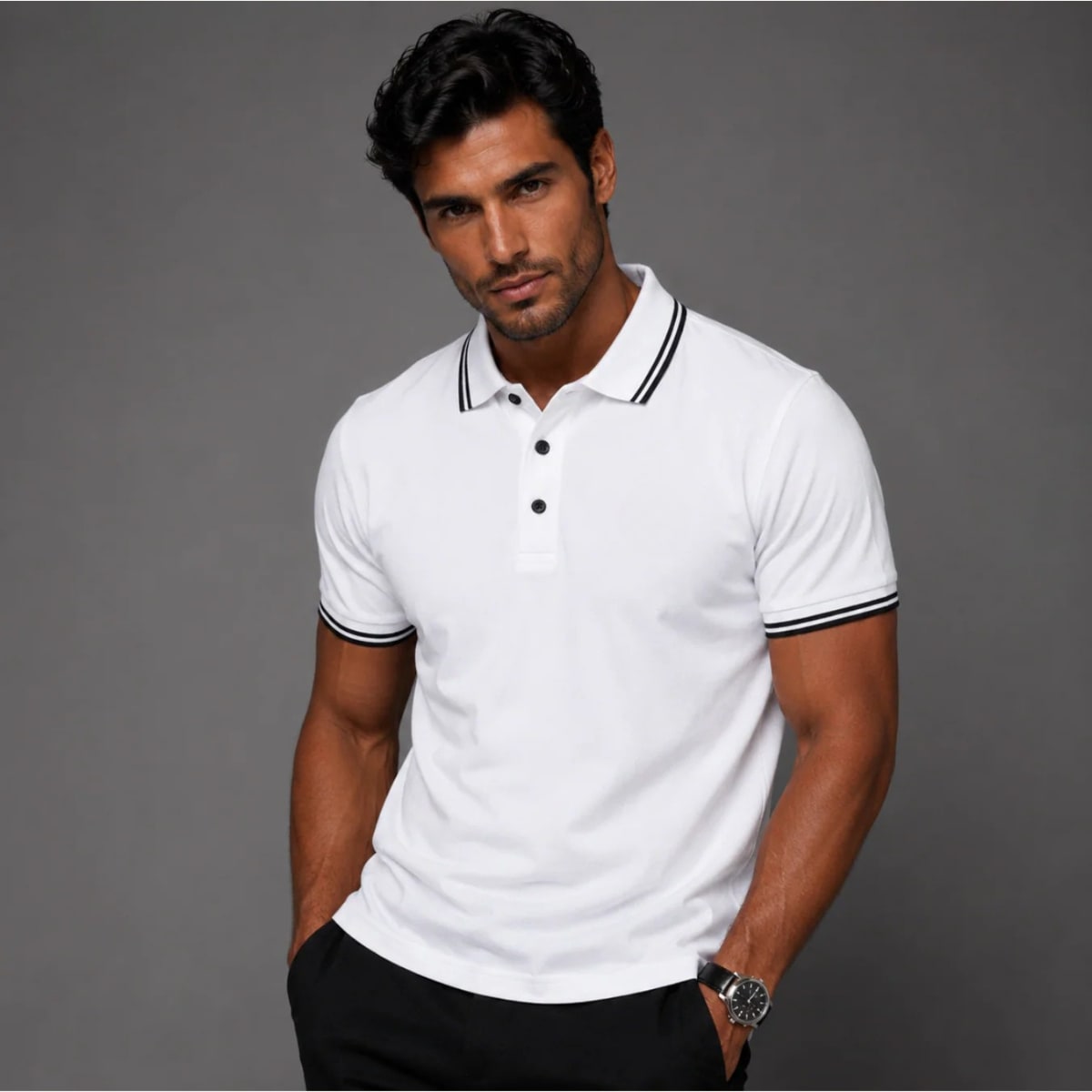 Men's Cotton Short Sleeve Polo Shirt | Lionel_11