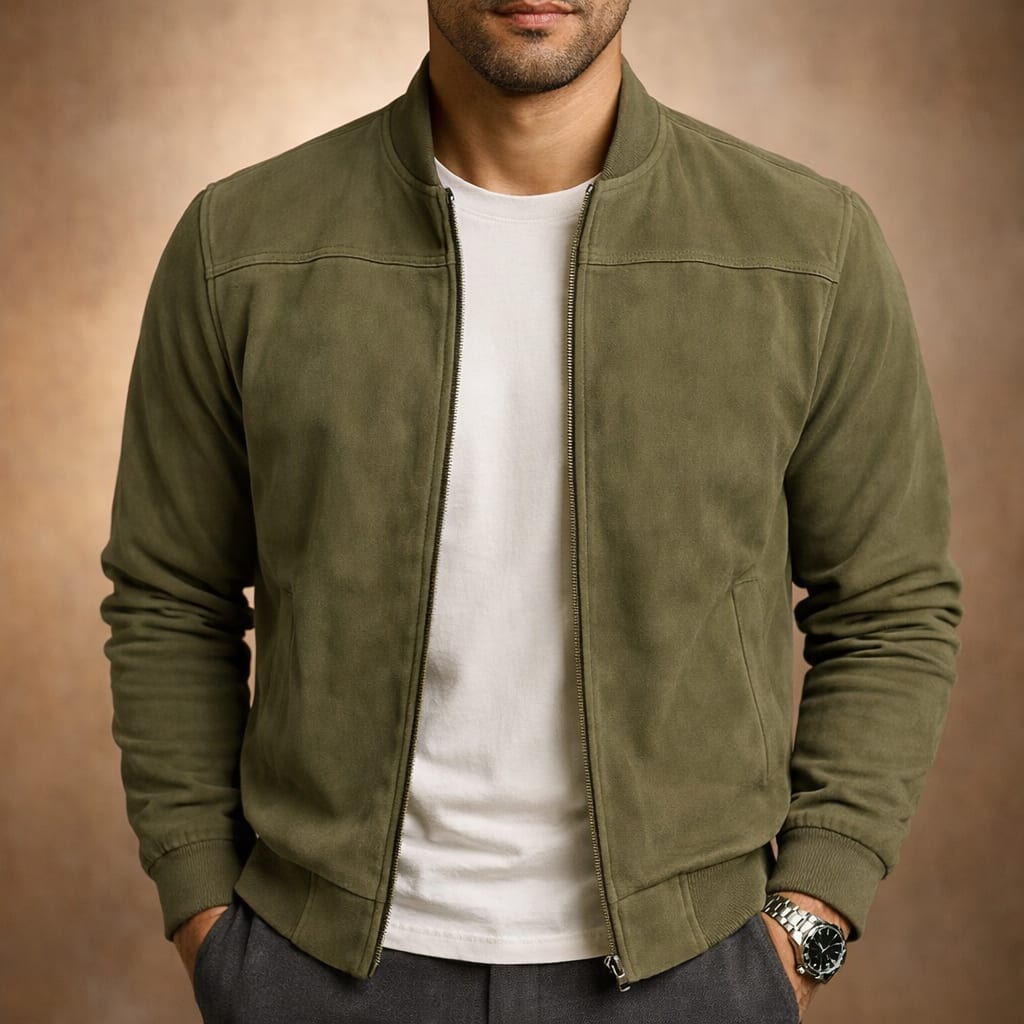 Men's Faux Suede Bomber Jacket | Wystan_2