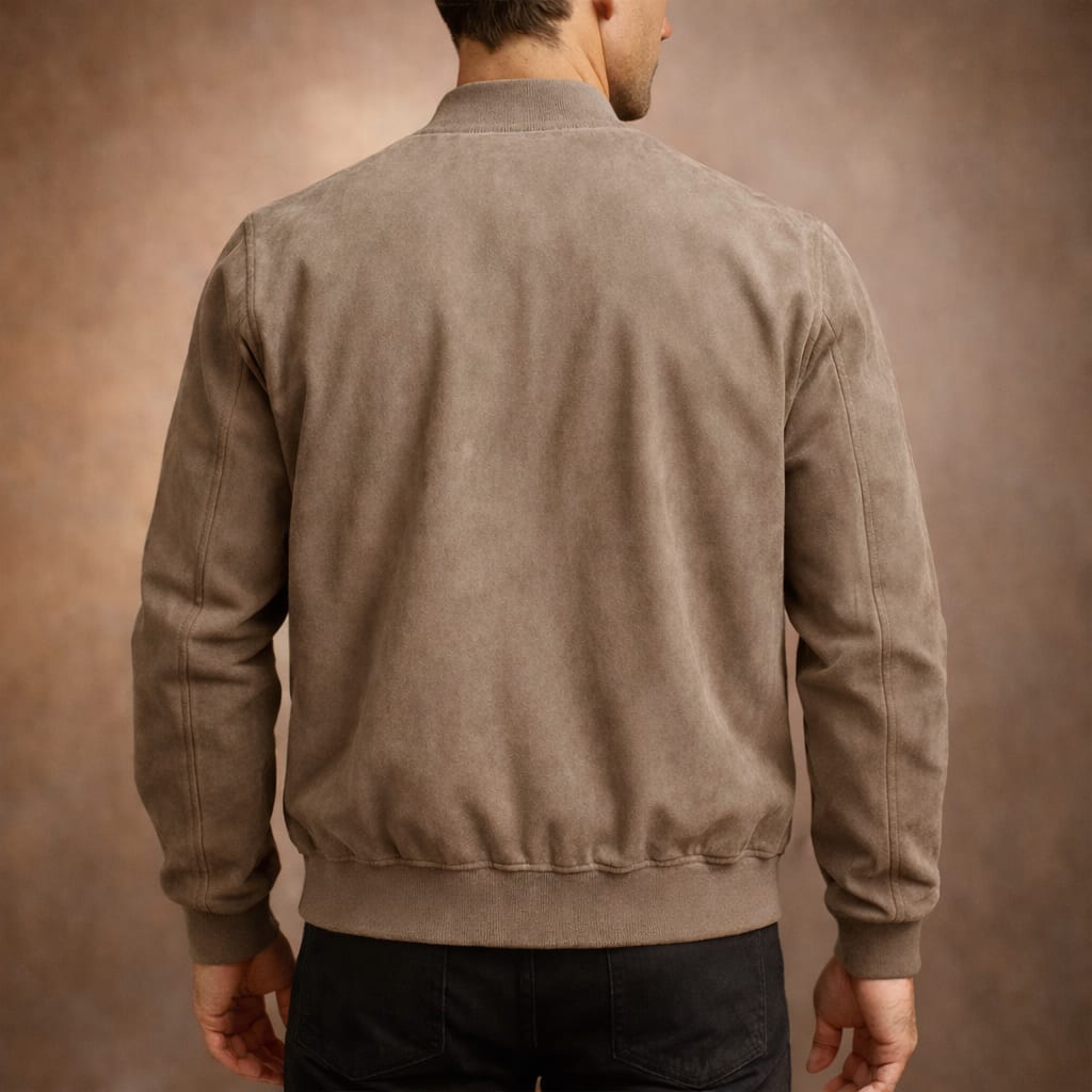 Men's Faux Suede Bomber Jacket | Wystan_4