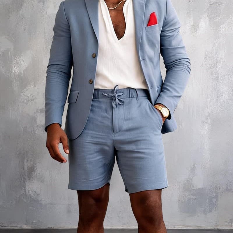 Men's Single Breasted Blazer and Shorts Two Piece Set | Barnaby_1