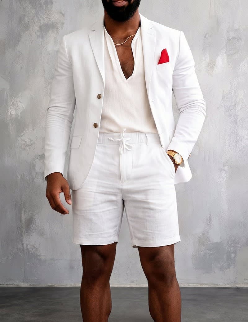 Men's Single Breasted Blazer and Shorts Two Piece Set | Barnaby_3