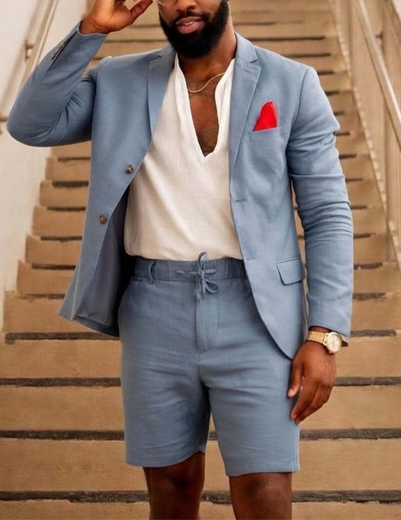Men's Single Breasted Blazer and Shorts Two Piece Set | Barnaby_4