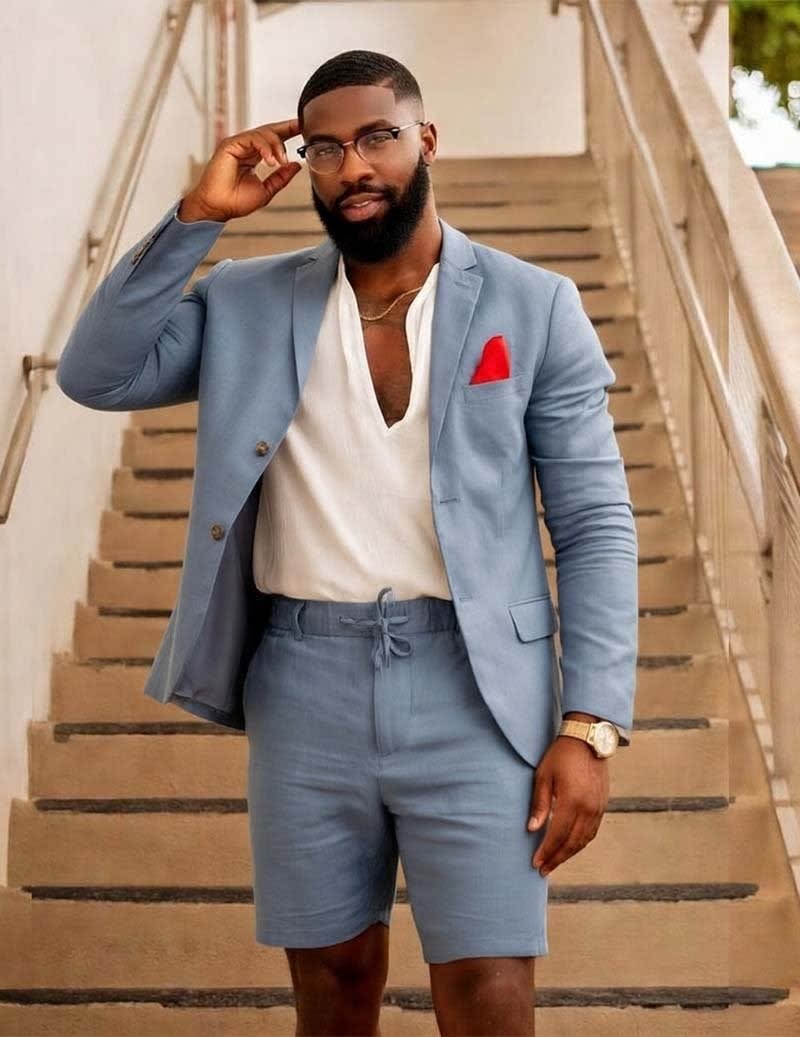 Men's Single Breasted Blazer and Shorts Two Piece Set | Barnaby_7