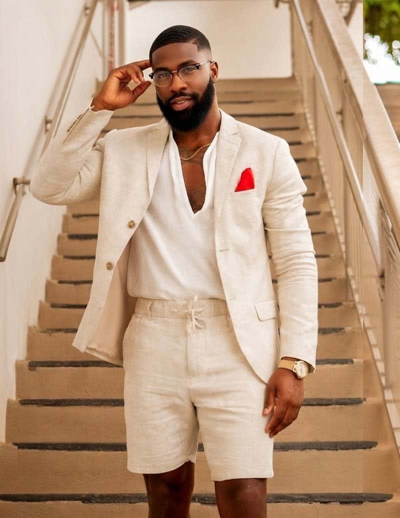 Men's Single Breasted Blazer and Shorts Two Piece Set | Barnaby_9